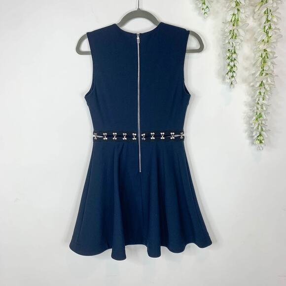 ELIZABETH & JAMES Renata fit & flare dress silver latch hook waist navy 3019 - Picture 6 of 15